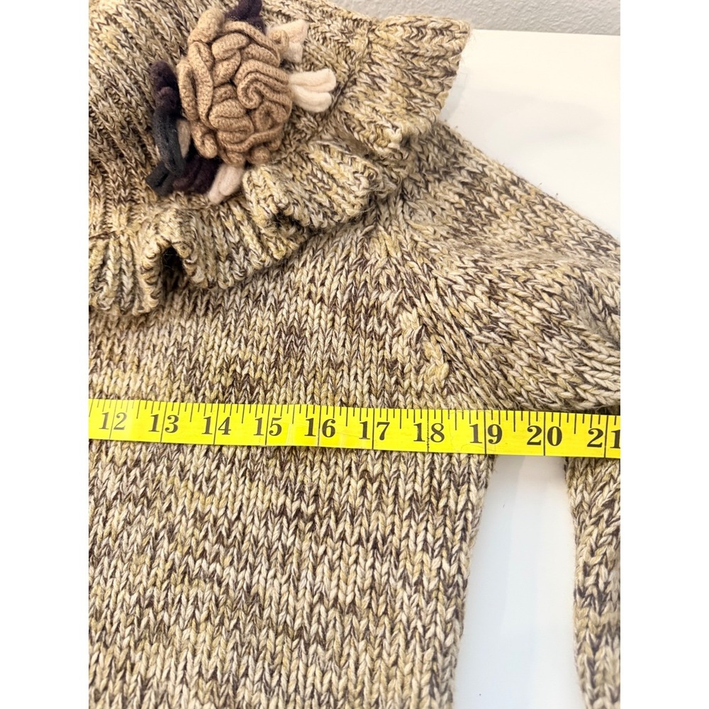 Lindsay Ruffle Collar Bell Sleeve Boho Cottagecore Chunky Sweater Womens Brown M - Picture 6 of 10